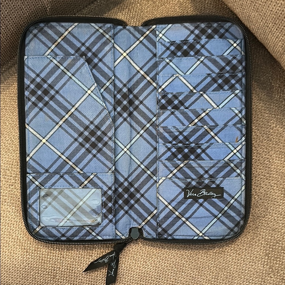 Vera Bradley Blue Plaid Travel Wallet